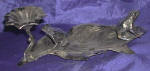Silver Plated Bronze Tray with Flower and Frog